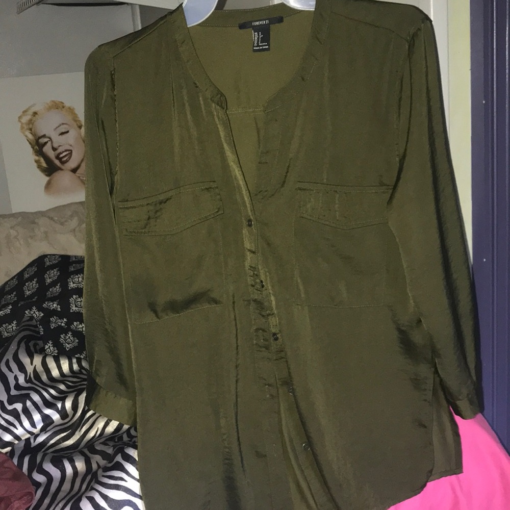 Army green dressy button up